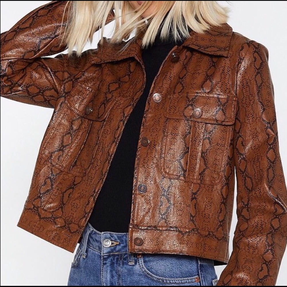 Nasty Gal Snake It Up Faux Snakeskin Jacket